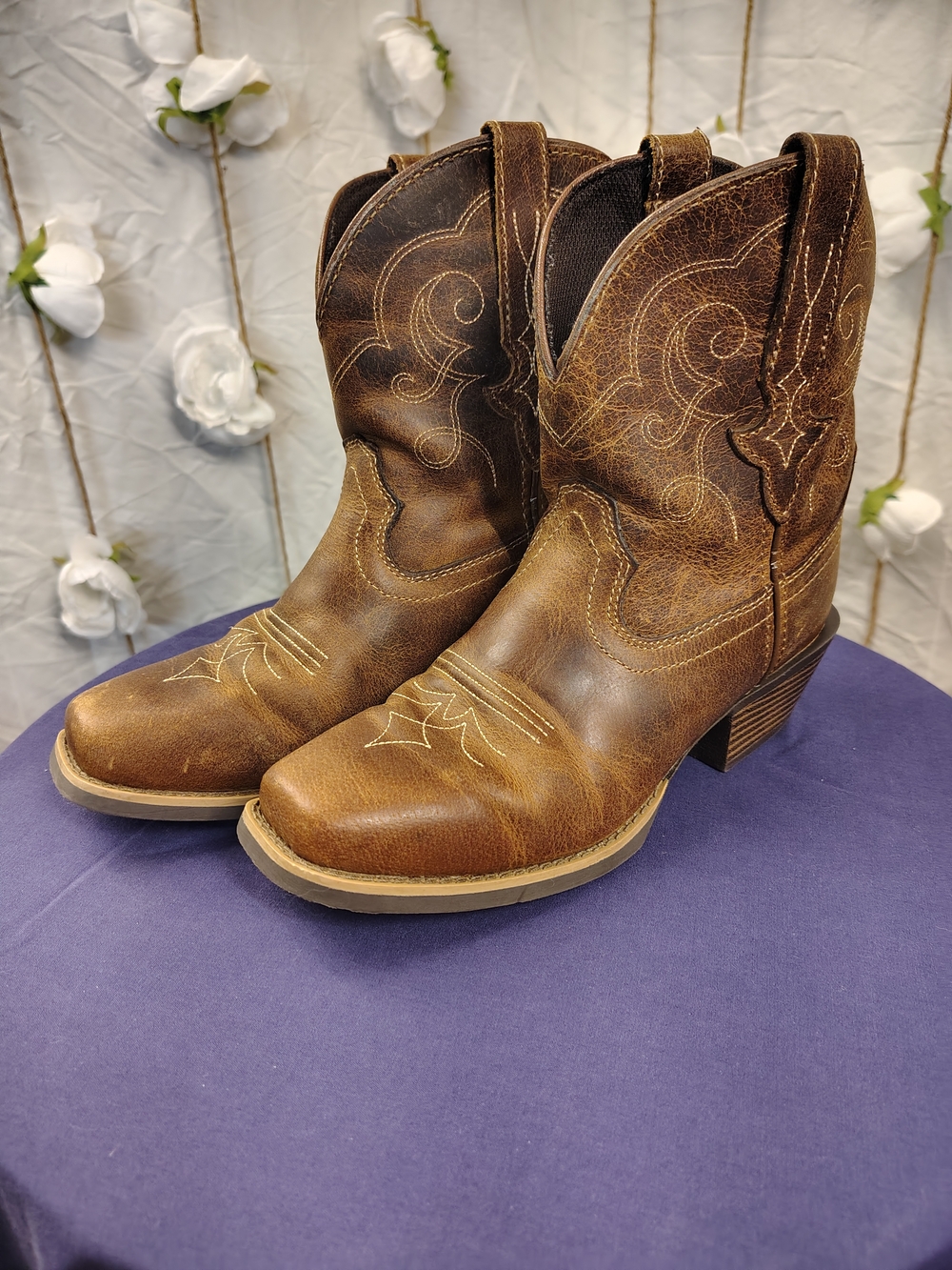 Women's Brown Western Ankle Ariat Boots - Classic Embroidered Style